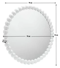Habitat Beaded Round Wall Mirror - White - 70x70cm -Home Furnishings Store 1182927 R E001