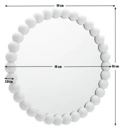Habitat Beaded Round Wall Mirror - White - 50x50cm -Home Furnishings Store 1182941 R E001