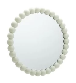 Habitat Beaded Round Wall Mirror - White - 50x50cm