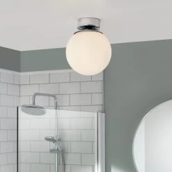 Habitat Opal Glass Bathroom Flush Ceiling Light - White