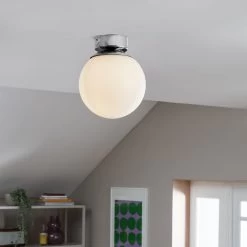 Habitat Opal Glass Bathroom Flush Ceiling Light - White -Home Furnishings Store 1233759 R Z002C