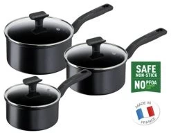 Tefal Total 3 Piece Non Stick Pan Set - Black -Home Furnishings Store 1303799 R Z003A
