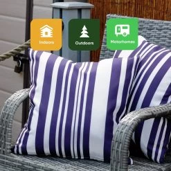 Streetwize Blue Stripes Outdoor Cushion - Pack Of 4 -Home Furnishings Store 1480148 R Z006A