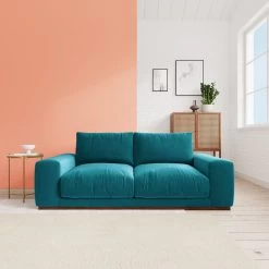 Swoon Denver Velvet 2 Seater Sofa- Kingfisher Blue -Home Furnishings Store 1972601 R Z001C