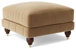 Swoon Winston Velvet Ottoman Footstool - Biscuit -Home Furnishings Store 1995389 R Z003A