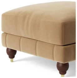 Swoon Winston Velvet Ottoman Footstool - Biscuit -Home Furnishings Store 1995389 R Z004A