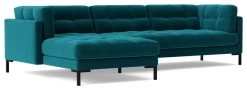 Swoon Landau Velvet Left Hand Corner Sofa - Kingfisher Blue