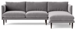 Swoon Luna Velvet Right Hand Corner Sofa - Silver Grey -Home Furnishings Store 2028705 R Z003A