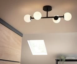 Habitat Opal Metal Bathroom Flush Ceiling Light - Black -Home Furnishings Store 2067405 R Z002C