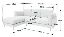 Habitat Salome Fabric Left Hand Corner Chaise Sofa - Grey -Home Furnishings Store 2207351 R E001