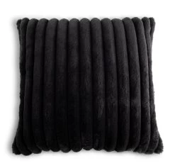 Habitat Ribbed Faux Fur Cushion - Charcoal - 50X50cm