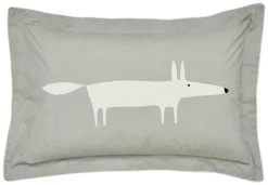 Scion Cotton Mr Fox Patterned Pillowcase - Silver