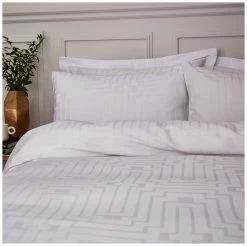 Bianca Cotton 180 TC Geometric White Bedding Set - Double -Home Furnishings Store 3080412 R Z005A