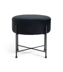 Habitat Jax Velvet Footstool - Black