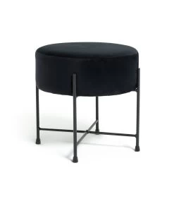 Habitat Jax Velvet Footstool - Black -Home Furnishings Store 3088191 R Z002A