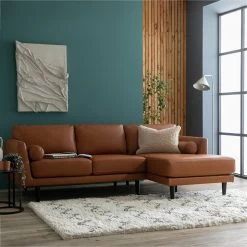 Habitat Jackson Leather Right Corner Chaise Sofa - Tan