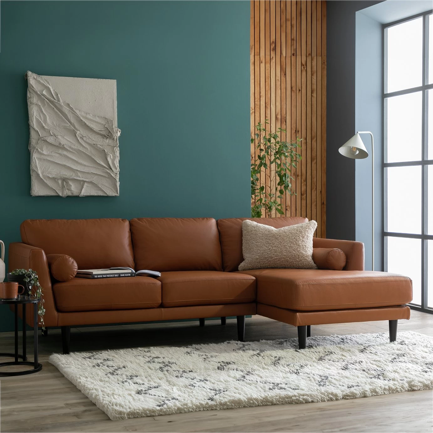 Habitat Jackson Leather Right Corner Chaise Sofa - Tan 1 Habitat Jackson Leather Right Corner Chaise Sofa - Tan