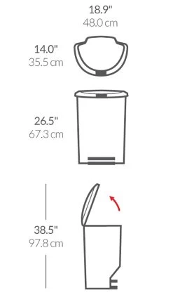 Simplehuman 50 Litre Plastic Semi Round Pedal Bin - Grey -Home Furnishings Store 3295915 R Z020A
