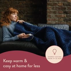 Dreamland Deluxe Velvet Royal Blue Heated Throw - Large -Home Furnishings Store 3340901 R Z018A