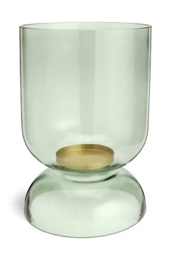 Habitat Medium Glass Hurricane Lantern - Green