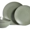 Habitat Textured Ripple 12 Piece Stoneware Dinner Set - Sage