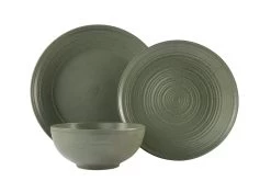 Habitat Textured Ripple 12 Piece Stoneware Dinner Set - Sage -Home Furnishings Store 4353492 R Z007A