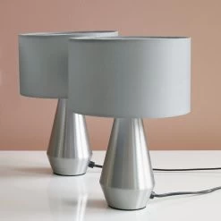 Habitat Maya Pair Of Touch Table Lamps - Silver & Cream -Home Furnishings Store 4975894 R Z010A
