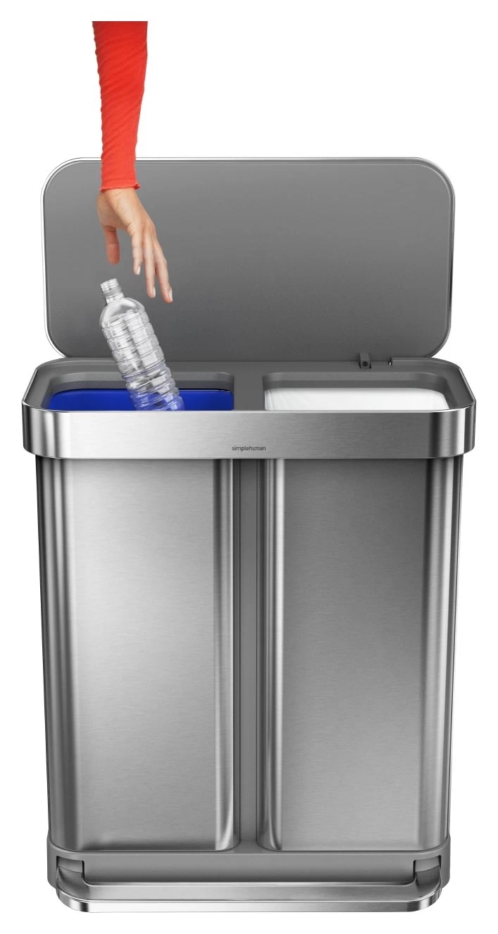 Simplehuman 58 Litre Recycler Bin - Stainless Steel 4 Simplehuman 58 Litre Recycler Bin - Stainless Steel - Image 4