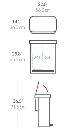 Simplehuman 58 Litre Recycler Bin - Stainless Steel 15 Simplehuman 58 Litre Recycler Bin - Stainless Steel -Home Furnishings Store 5713024 R Z020A