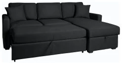 Habitat Reagan Corner Chaise Faux Leather Sofa Bed - Black -Home Furnishings Store 7067668 R Z003A