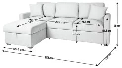 Habitat Reagan Left Corner Chaise Sofa Bed - Natural -Home Furnishings Store 7118847 R Z020A