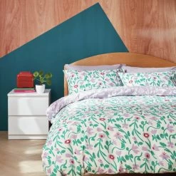 Habitat 180TC Floral Green & Pink Bedding Set - Single
