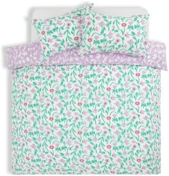 Habitat 180TC Floral Green & Pink Bedding Set - Single -Home Furnishings Store 7161038 R Z002A