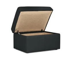 Habitat Gabe Leather Storage Footstool - Black -Home Furnishings Store 8062284 R Z003A