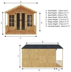Mercia Wooden 12 X 8ft Premium Wessex Summerhouse -Home Furnishings Store 8795324 R Z011A