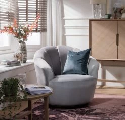 Habitat Ezra Velvet Swivel Chair - Light Grey -Home Furnishings Store 8819372 R Z002C