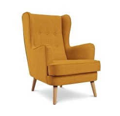 Habitat Callie Fabric Wingback Chair - Mustard -Home Furnishings Store 8887562 R Z002A