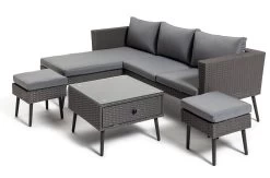 Habitat 5 Seater Rattan Effect Garden Corner Sofa Set - Grey