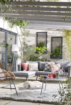 Habitat 5 Seater Rattan Effect Garden Corner Sofa Set - Grey -Home Furnishings Store 9397673 R Z016C