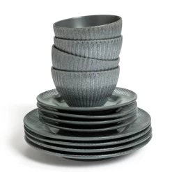 Habitat 12 Piece Stoneware Felicity Dinner Set - Blue -Home Furnishings Store 9410251 R Z002A