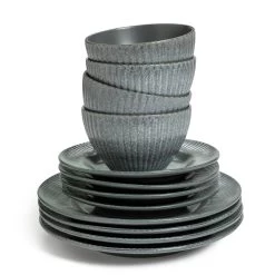 Habitat 12 Piece Stoneware Felicity Dinner Set - Blue -Home Furnishings Store 9410251 R Z006A