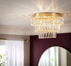 Habitat Presley Glass 3 Tier Flush To Ceiling Light - Brass -Home Furnishings Store 9462319 R Z002C