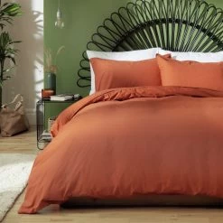 Habitat Cotton Linen Plain Rust Bedding Set - Double