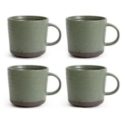 Habitat Textured Ripple Set Of 4 Mugs - Sage