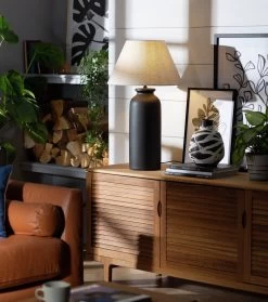 Habitat Hashi Ceramic Table Lamp - Black & Beige -Home Furnishings Store 9563603 R Z002C