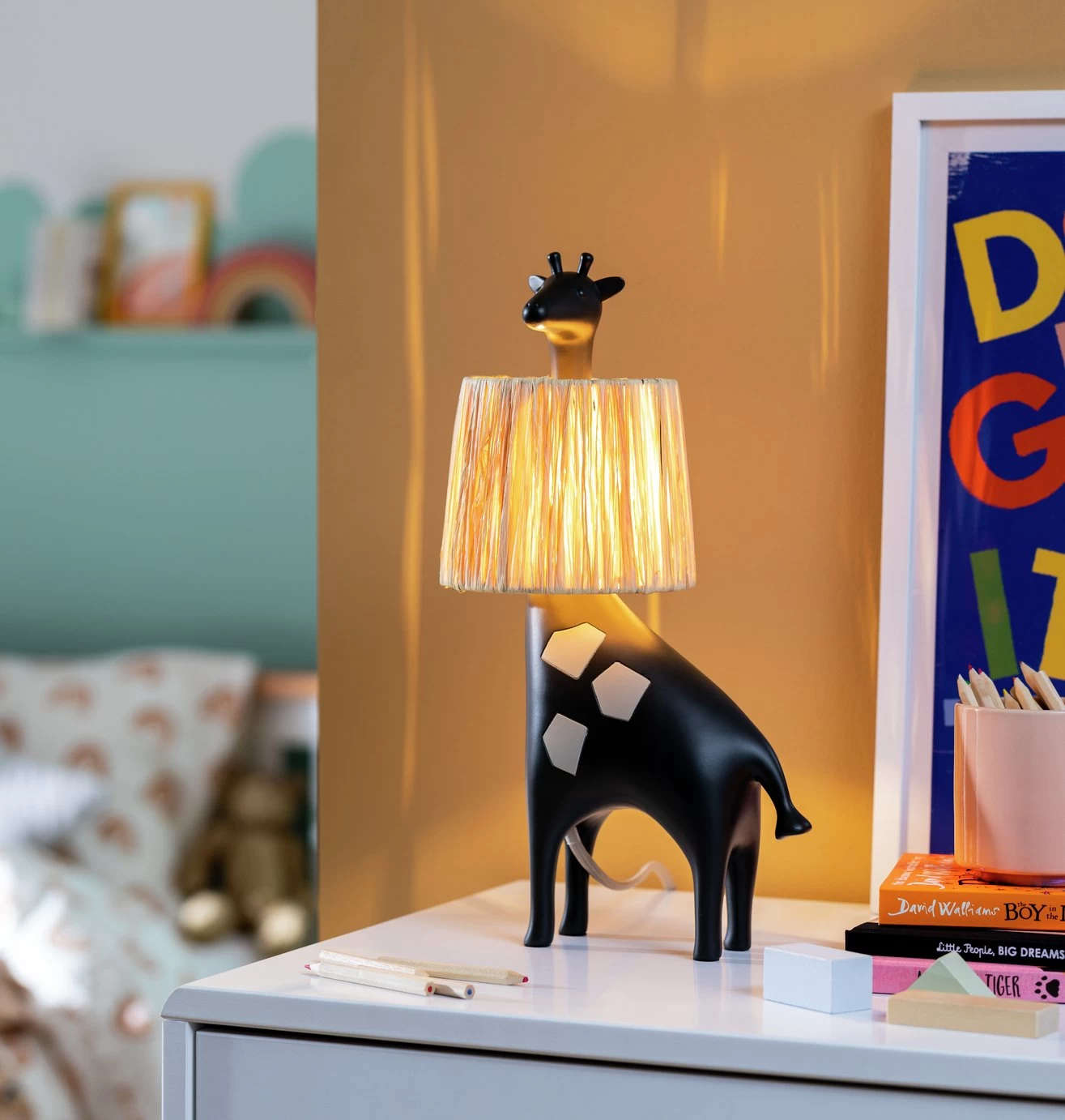 Habitat Kids Giraffe Rattan Table Lamp - Black 1 Habitat Kids Giraffe Rattan Table Lamp - Black