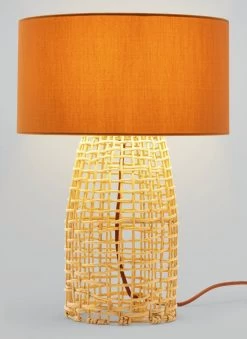 Habitat Luiss Rattan Table Lamp - Orange -Home Furnishings Store 9575639 R Z002C