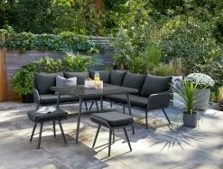 Habitat Malta 6 Seater Rattan Effect Patio Set - Black